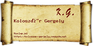 Koloszár Gergely névjegykártya